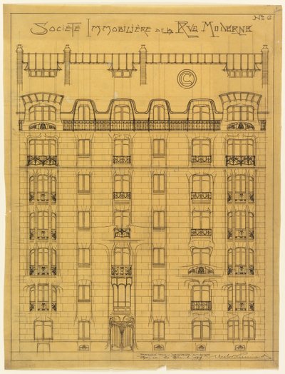 SocietéImmobilièredelaRueModern、No。6のファサードのデザイン 作： Hector Guimard