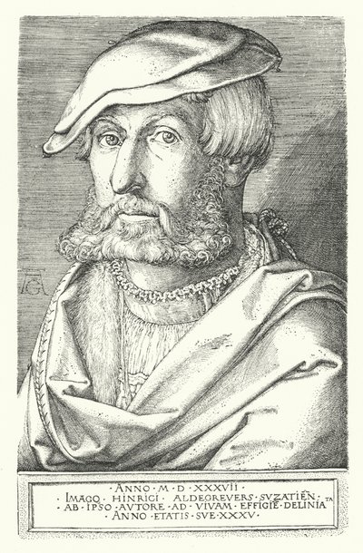 ドイツの画家・彫刻家、ハインリッヒ・アルデグレーバーの自画像（エングレービング 作： Heinrich (after) Aldegrever