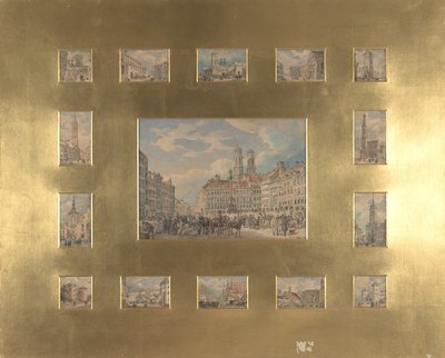 15 の建築主題: ミュンヘンの眺め、1835 年。 作： Heinrich Adam