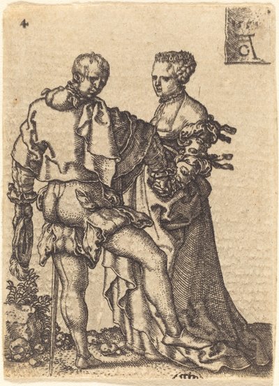 踊るカップル、1551年。 作： Heinrich Aldegrever