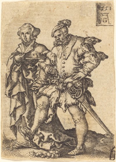 踊るカップル、1551年。 作： Heinrich Aldegrever