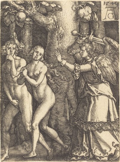 楽園からの追放、1540年。 作： Heinrich Aldegrever