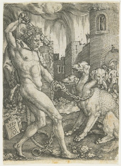 ヘラクレス鎖ケルベロス、1550 作： Heinrich Aldegrever