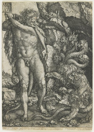 ヘラクレスがラーネアンハイドラを破壊する1550 作： Heinrich Aldegrever