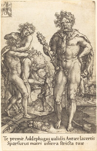 ヘラクレスとアンタイオス 作： Heinrich Aldegrever