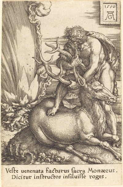 ヘラクレスとハインド、1550年。 作： Heinrich Aldegrever