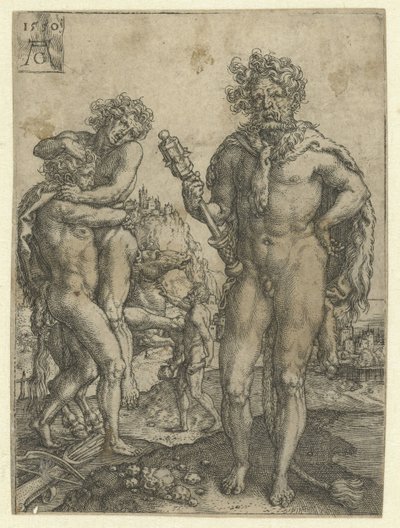 ヘラクレスがアンタイオスを倒す ヘラクレスの労働 (シリーズ タイトル) 作： Heinrich Aldegrever
