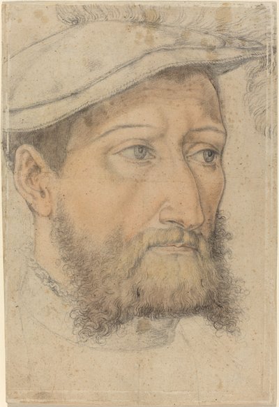 ベレー帽をかぶったひげを生やした男の肖像、c。 1540年。 作： Heinrich Aldegrever