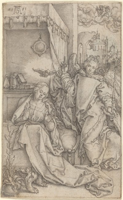 受胎告知、1552 年。 作： Heinrich Aldegrever