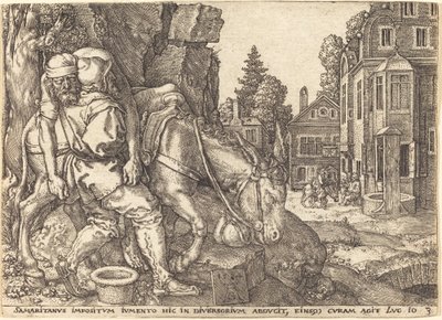 旅人をラバに乗せる善きサマリア人 作： Heinrich Aldegrever