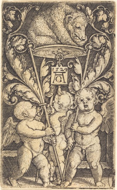 3 つのキューピッドとクマ 作： Heinrich Aldegrever