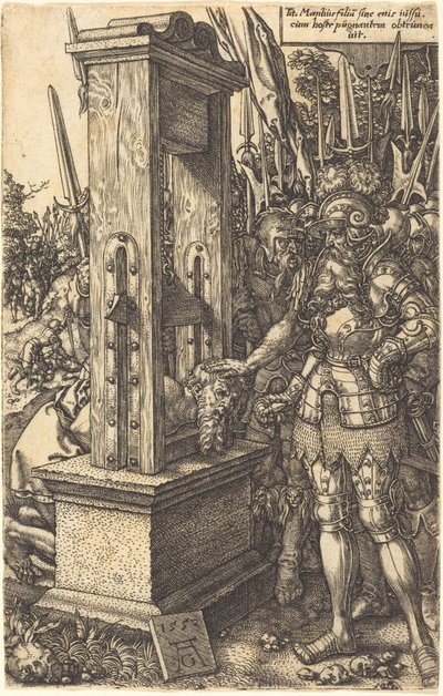 息子を斬首するタイタス・マンリウス、1553年。 作： Heinrich Aldegrever