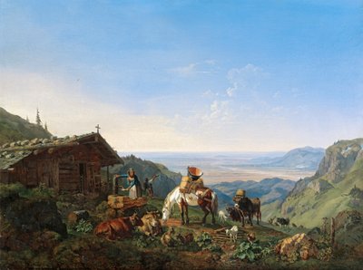 Benediktenwand の Alm へのリフト 作： Heinrich Burkel