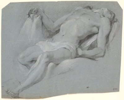 横になっている男性モデル。 ピエタの勉強？ 作： Heinrich Dittmers