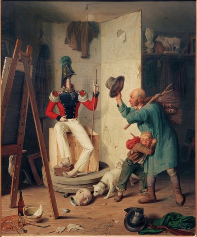 画家のアトリエにいる農夫 作： Heinrich Franz Gaudenz von Rustige