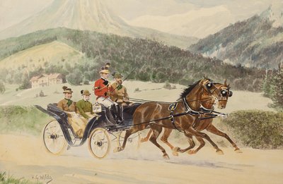 オーストリアのフランツジョセフ1世皇帝とフランツフェルディナンド大公、1900年代から1910年代まで馬車に乗っていました。 作： Heinrich Gottfried Wilda