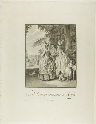マルリーのランデブー』（『6世紀末の衣装と道徳の記念碑』より 作： Heinrich Guttenberg
