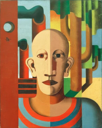 労働者（木や煙突の前の自画像） 作： Heinrich Hoerle