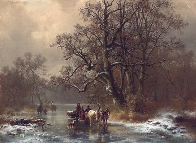 凍った水路のロガー、1873 作： Heinrich Hofer