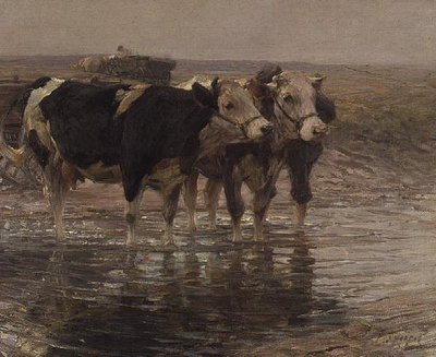 牛の水やり 作： Heinrich Johann von Zugel
