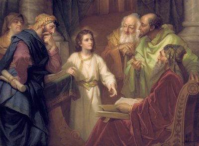19世紀後半〜20世紀初頭の神殿のキリストを描いたプラーク 作： Heinrich Karl Hofmann