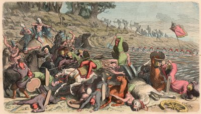古代ギリシャ : アレクサンダーのペルシャ戦争、ペルシャ人に対するファランクス 作： Heinrich Leutemann
