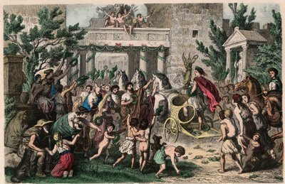 古代ギリシャ：故郷でのオリンピックチャンピオンの歓迎、1866 作： Heinrich Leutemann