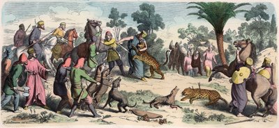 古代オリエント。狩りをするペルシャ王とその一行 作： Heinrich Leutemann