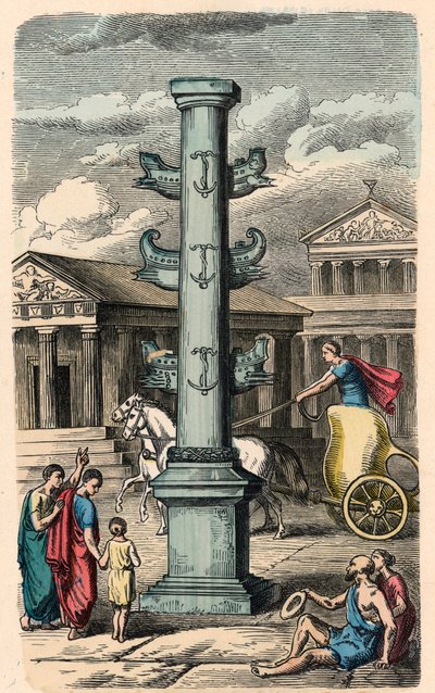 古代ローマ。フォーラム・ロマヌム、勝利を記念する柱 作： Heinrich Leutemann