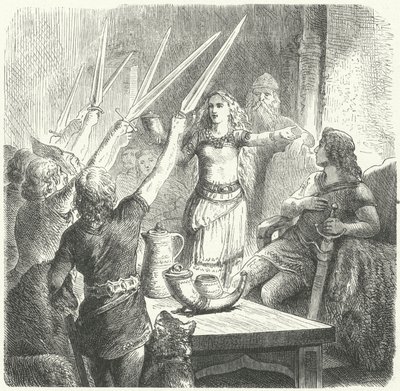 王の子供たちに乾杯するバルト人（彫刻 作： Heinrich Leutemann