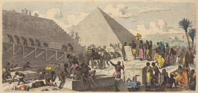 古代エジプトのピラミッド建設（彩色済み彫刻 作： Heinrich Leutemann