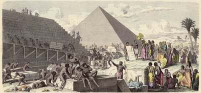 古代エジプトのピラミッド建設（彩色済み彫刻 作： Heinrich Leutemann