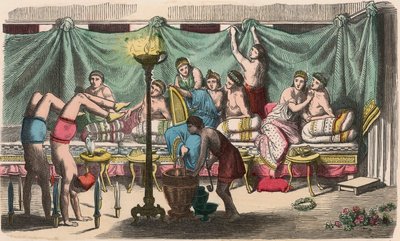 共和制時代のギリシャ。宴会とジムナスティック 作： Heinrich Leutemann