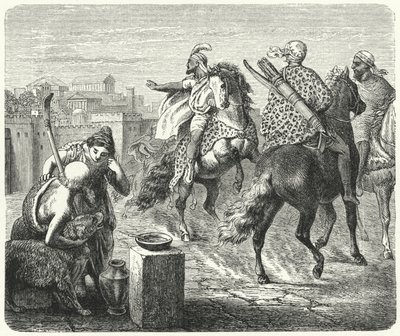 腐敗した都市ローマを去るヌミディアのジュグルタ（彫刻作品 作： Heinrich Leutemann