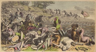 ペルシャとの戦いにおけるマケドニアのファランクス（彩色済み彫刻 作： Heinrich Leutemann