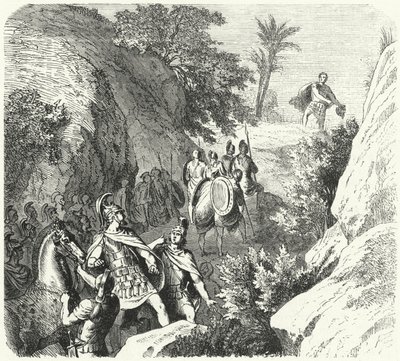 テッサリーの峡谷を行進するマケドニアのペルセウス（彫刻版 作： Heinrich Leutemann