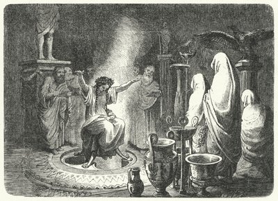 デルフィのアポロン神殿の高位巫女ピシア（彫刻作品 作： Heinrich Leutemann
