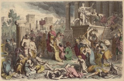 征服した都市を略奪するローマ兵（彩色済み彫刻 作： Heinrich Leutemann
