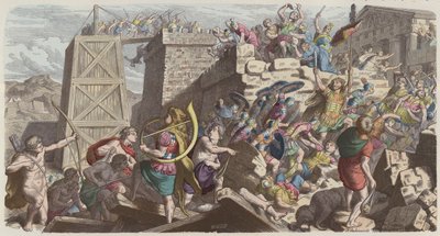 都市を襲撃するローマ兵（彩色済み彫刻 作： Heinrich Leutemann