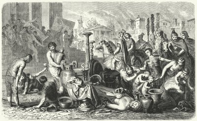 ギリシアの美術品を持ち去るローマ人(彫像) 作： Heinrich Leutemann