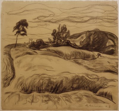 丘陵の風景 作： Heinrich Nauen