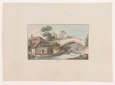 オルベの橋の近くの家の眺め à Orbe (オブジェクトのタイトル) スイスの景色（シリーズタイトル） Collection de quelques vues dessinées en Suisse d