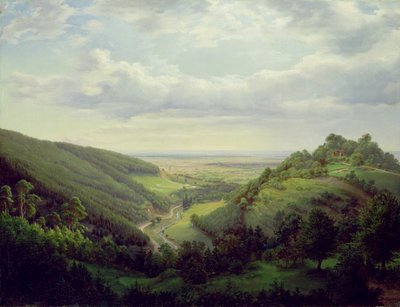 ライン川沿いのユーゲンハイムにあるハイレンベルク城からの眺め、1846年 作： Heinrich Schilbach