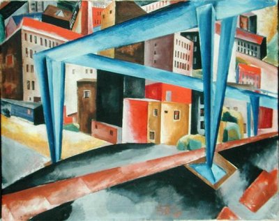ハンブルクのフォルセッツェンの前の高架橋、1921年 作： Heinrich Stegemann