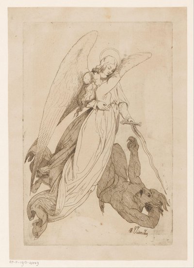 天使が女聖女を持ち上げて悪魔を倒す 作： Heinrich Vianden