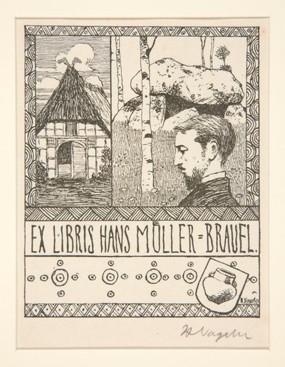 ブックプレート: Ex Libris Hans Mueller-Blauel 作： Heinrich Vogeler