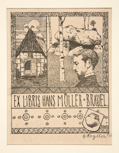 ブックプレート: Ex Libris Hans Mueller-Brauel 作： Heinrich Vogeler