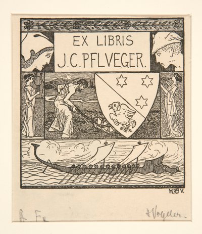 ブックプレート: J.C. Pflueger 作： Heinrich Vogeler