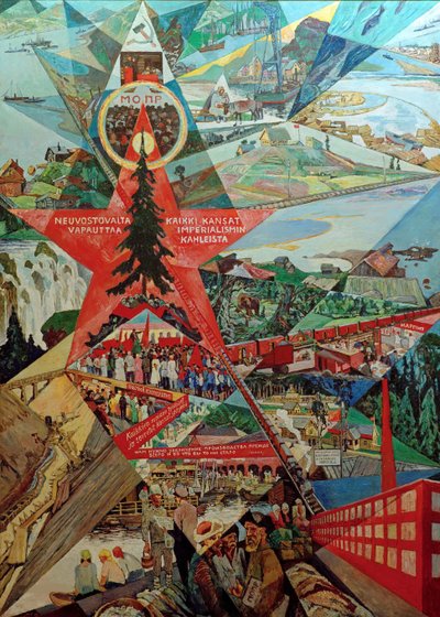 カレリアとムルマンスクの攪拌パネル、1926年。 作： Heinrich Vogeler