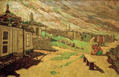 コーカサスの古い村、1940年。 作： Heinrich Vogeler